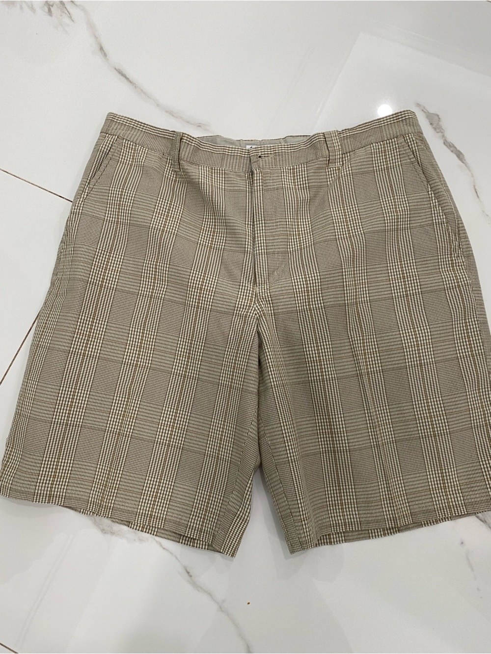 Columbia Men's Plaid Dress Pants in Tan and Cream